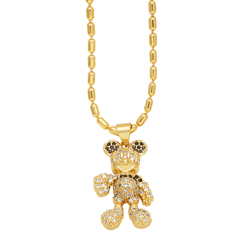 Style Simple Ours Le Cuivre Placage Incruster Zircon Plaqué Or 18k Collier Pendentif display picture 7