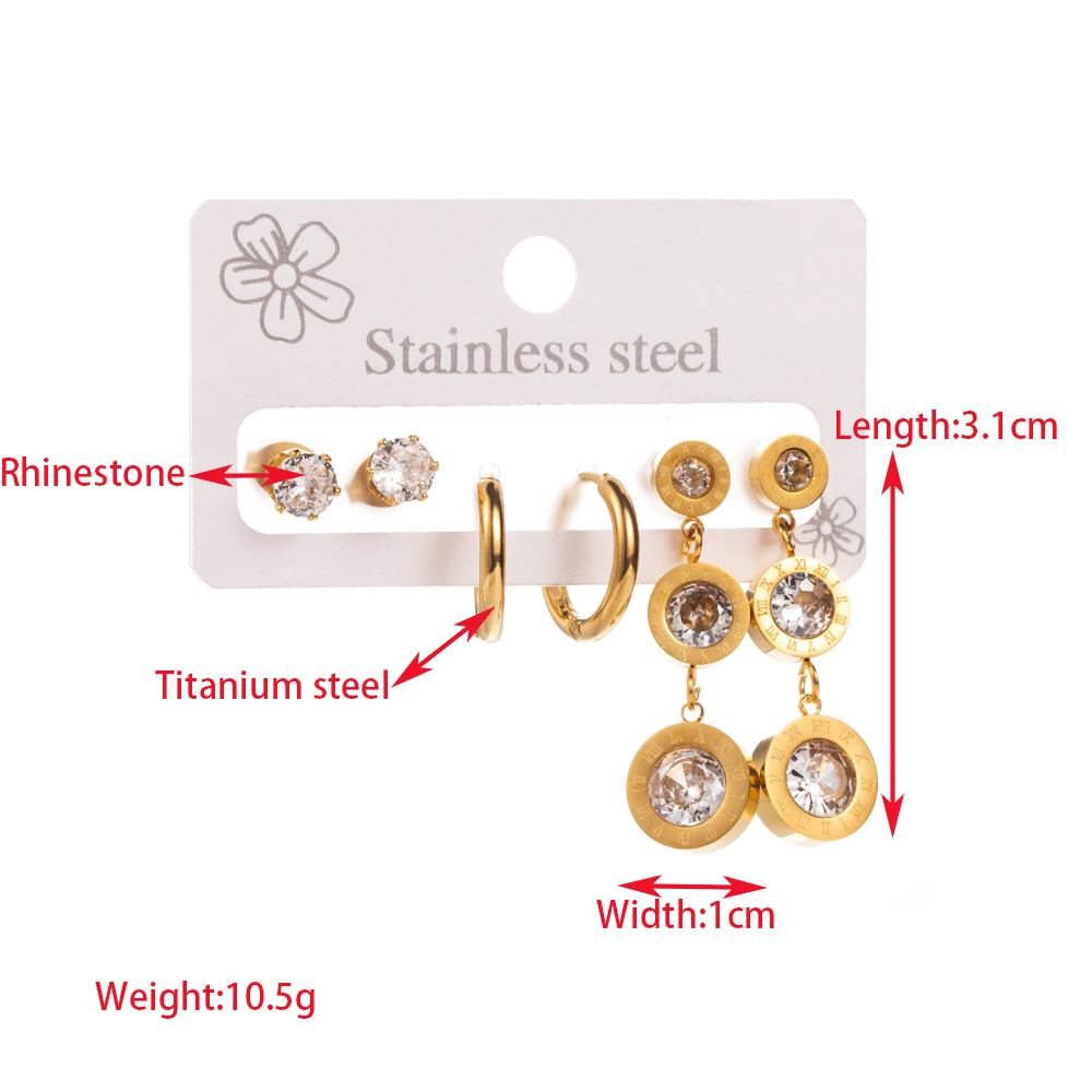 1 Set Elegant Round Heart Shape Bee Inlay 316 Stainless Steel  Rhinestones 14K Gold Plated Drop Earrings display picture 1