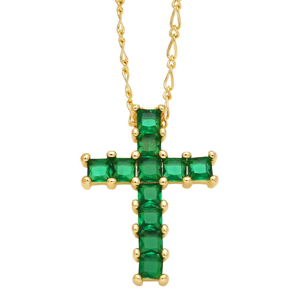 Simple Style Cross Copper Plating Inlay Zircon 18k Gold Plated Necklace Pendant display picture 5