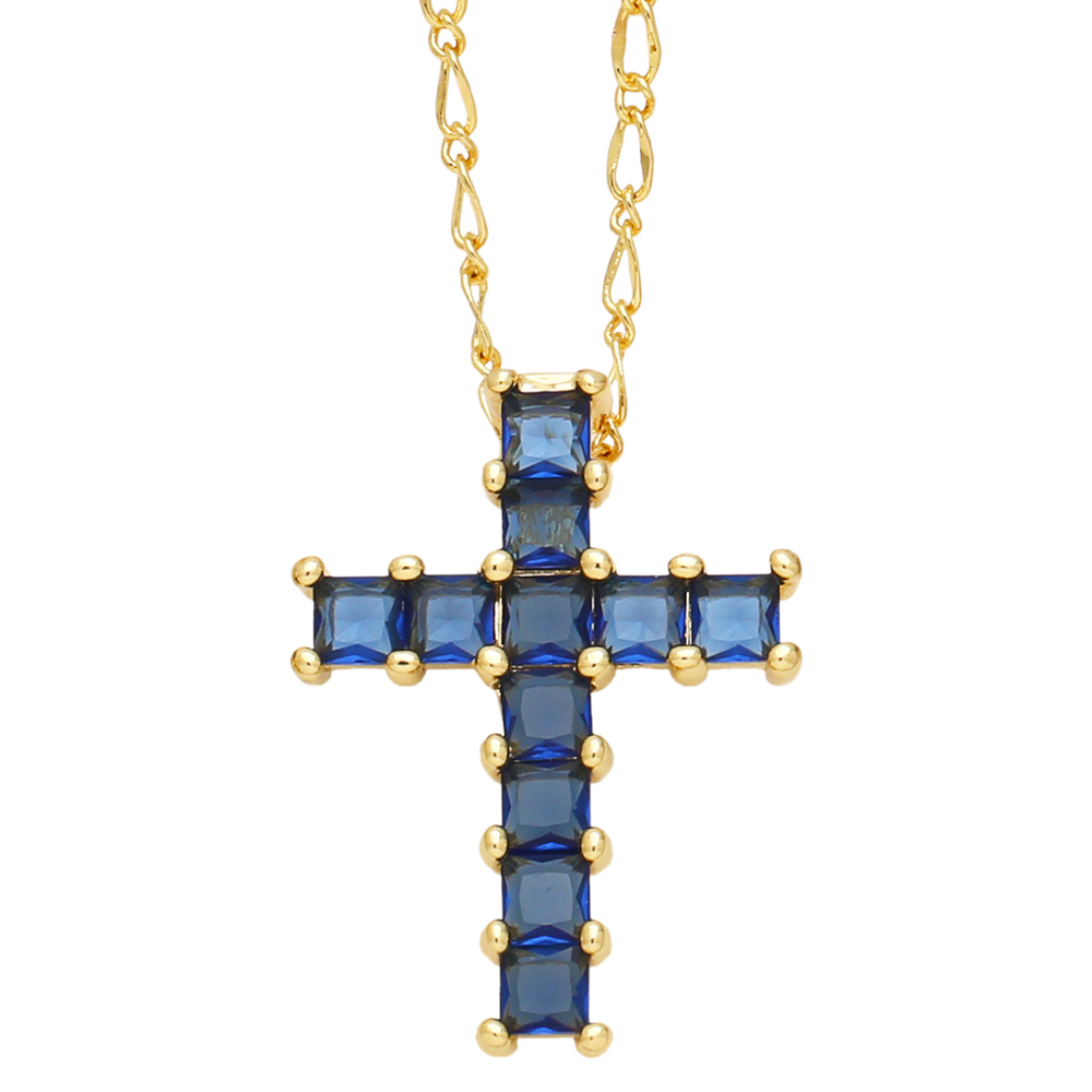Simple Style Cross Copper Plating Inlay Zircon 18k Gold Plated Necklace Pendant display picture 6