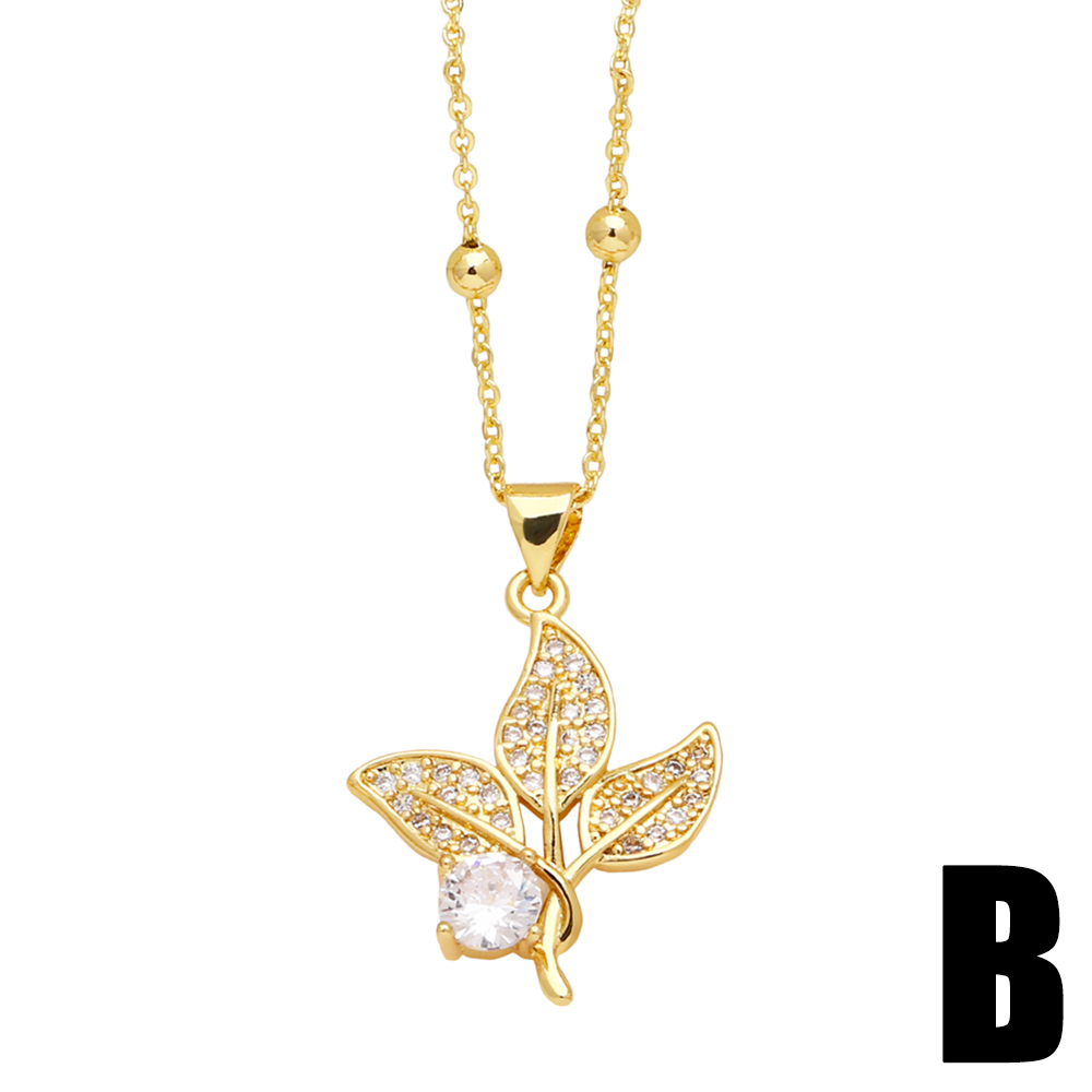 Simple Style Flower Copper Plating Inlay Zircon 18k Gold Plated Pendant Necklace display picture 4