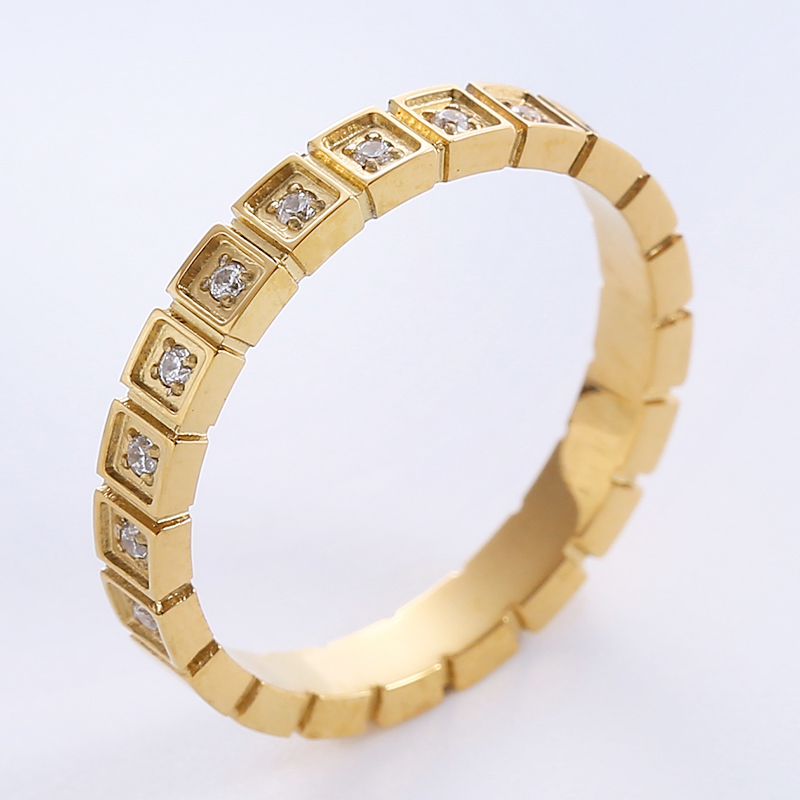 Simple Style Solid Color Stainless Steel Plating Inlay Rhinestones Rose Gold Plated Gold Plated Rings display picture 1