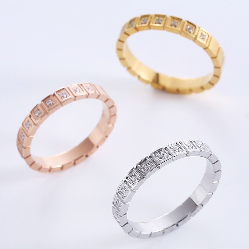 Simple Style Solid Color Stainless Steel Plating Inlay Rhinestones Rose Gold Plated Gold Plated Rings display picture 6