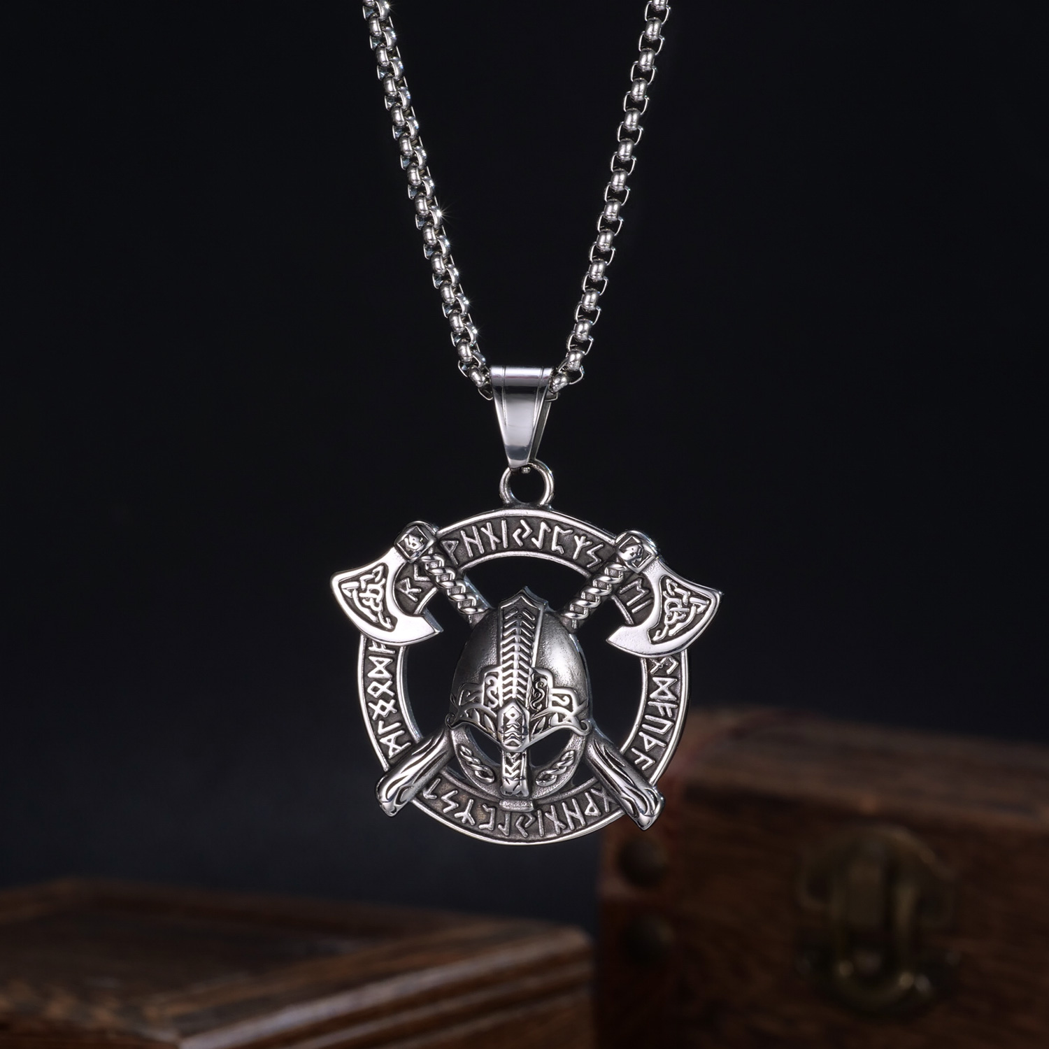 Hip-Hop Vintage Style Axe Stainless Steel No Inlay Men's Pendant Necklace display picture 2