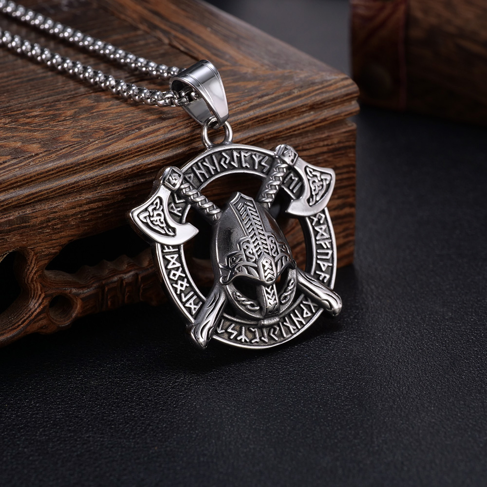 Hip-Hop Vintage Style Axe Stainless Steel No Inlay Men's Pendant Necklace display picture 4