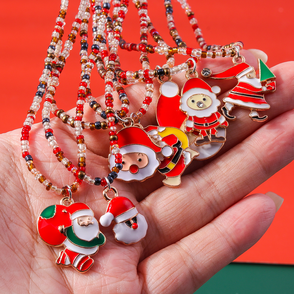 Cute Santa Claus Glass Wholesale Pendant Necklace display picture 9