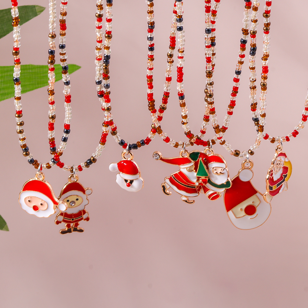 Cute Santa Claus Glass Wholesale Pendant Necklace display picture 8