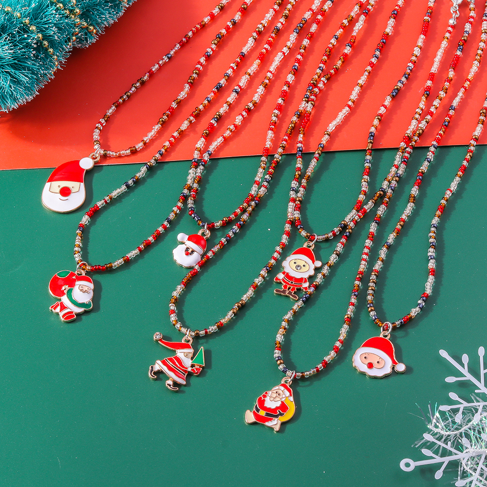 Cute Santa Claus Glass Wholesale Pendant Necklace display picture 2