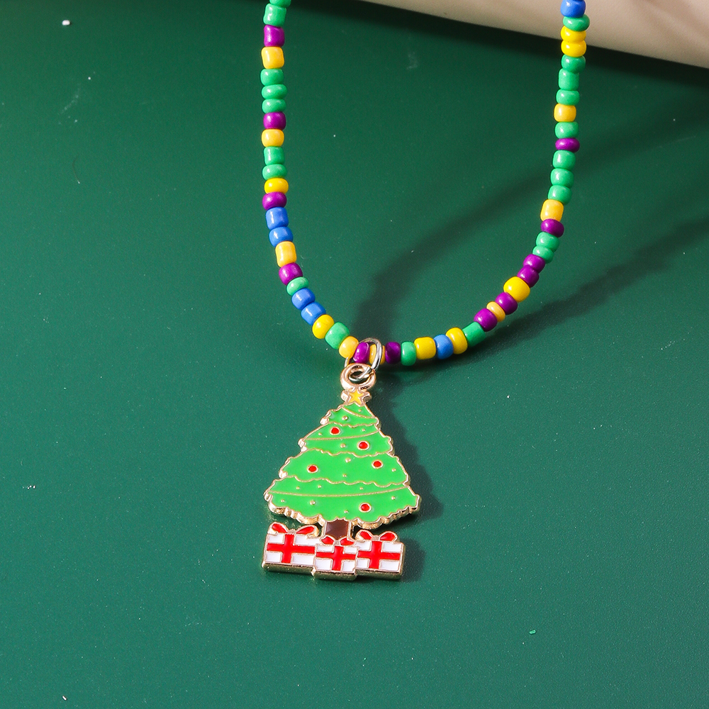 Cute Christmas Tree Glass Wholesale Pendant Necklace display picture 5