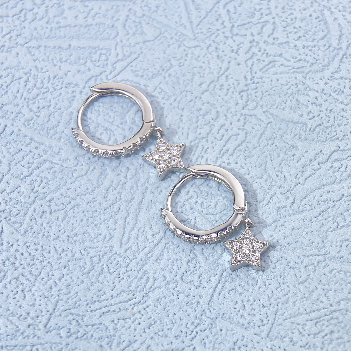 1 Pair Elegant Simple Style Streetwear Star Solid Color Plating Inlay Sterling Silver Zircon Drop Earrings display picture 7