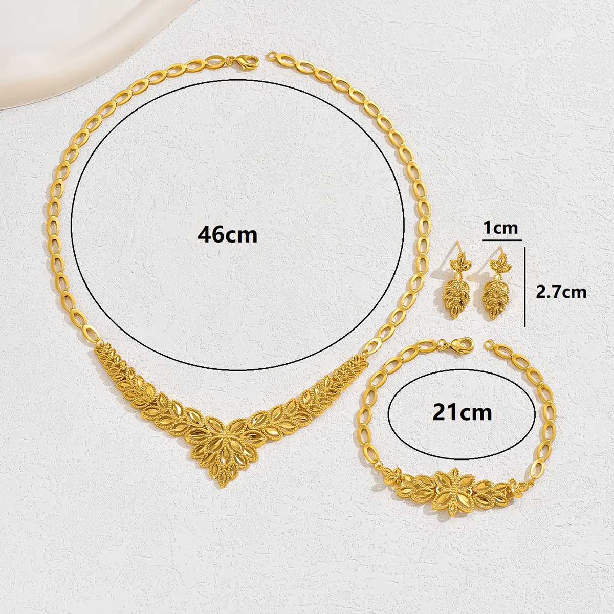 Glam Simple Style Leaf Copper Plating Hollow Out 18k Gold Plated Jewelry Set display picture 11