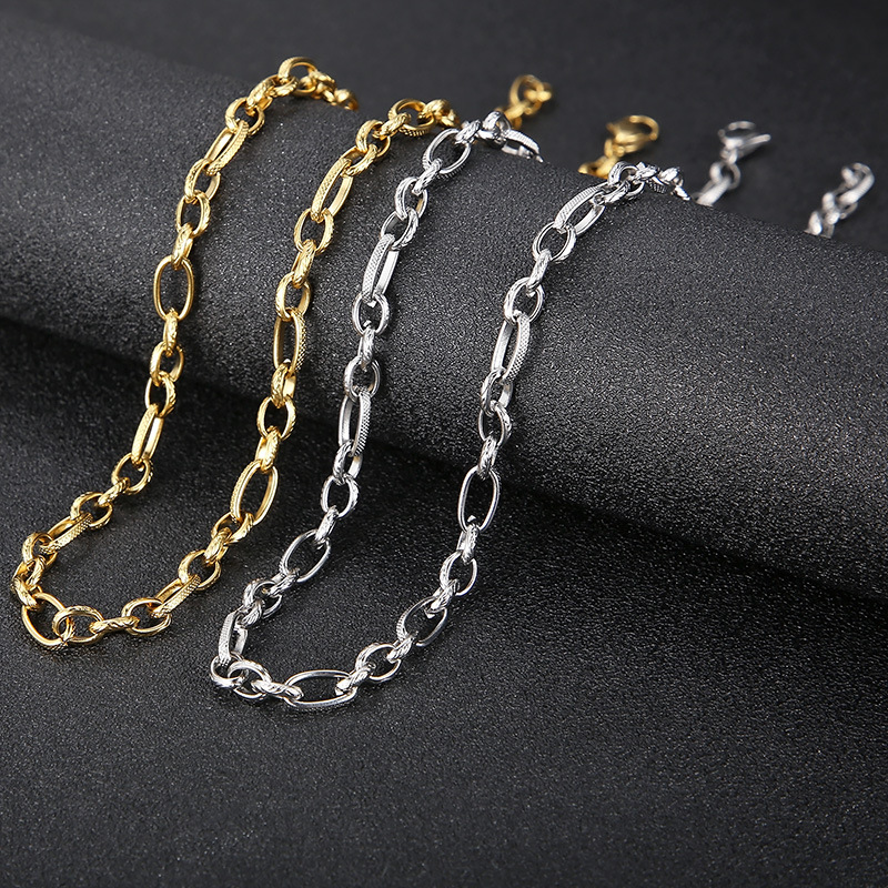 Acero Titanio Chapados en oro de 18k Estilo Clásico Cadena Color Sólido Collar display picture 1