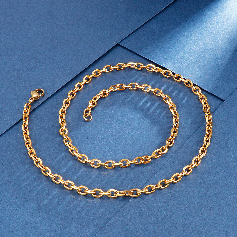 Titan Stahl 18 Karat Vergoldet Einfacher Stil Kette Einfarbig Halskette display picture 3