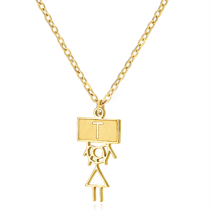 Ig Style Cute Vintage Style Cartoon Character Letter Stainless Steel Plating 18k Gold Plated Pendant Necklace display picture 26