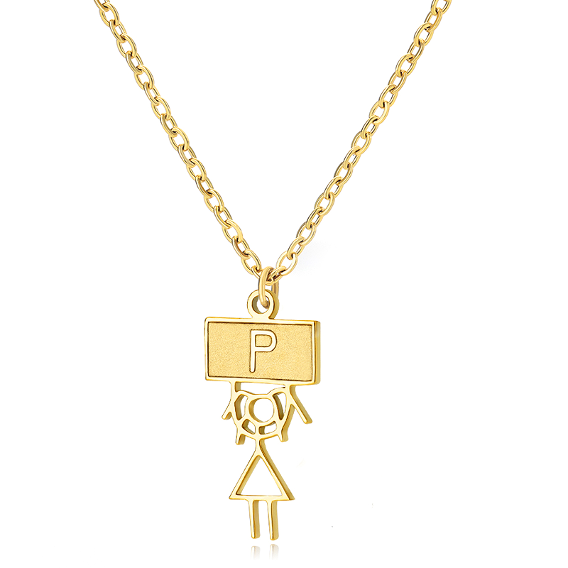Ig Style Cute Vintage Style Cartoon Character Letter Stainless Steel Plating 18k Gold Plated Pendant Necklace display picture 11