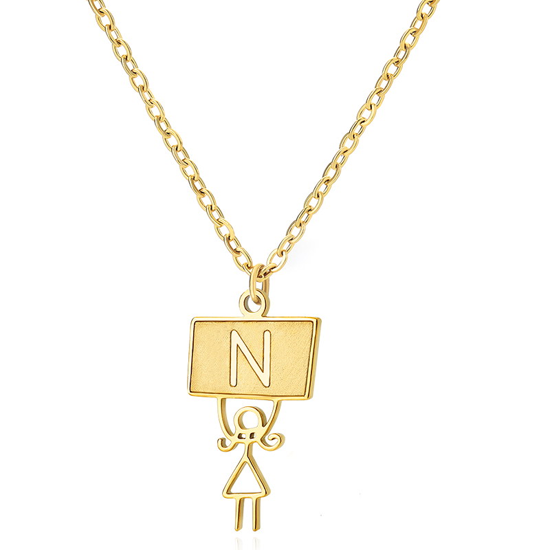 Ig Style Cute Vintage Style Cartoon Character Letter Stainless Steel Plating 18k Gold Plated Pendant Necklace display picture 17