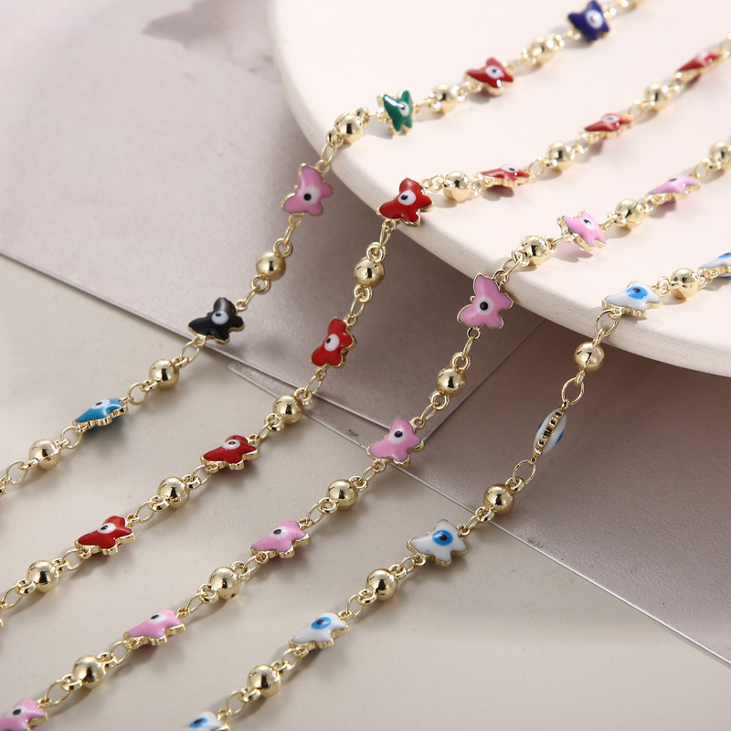 Wholesale Simple Style Eye Butterfly Copper Enamel Plating 18K Gold Plated Necklace display picture 3