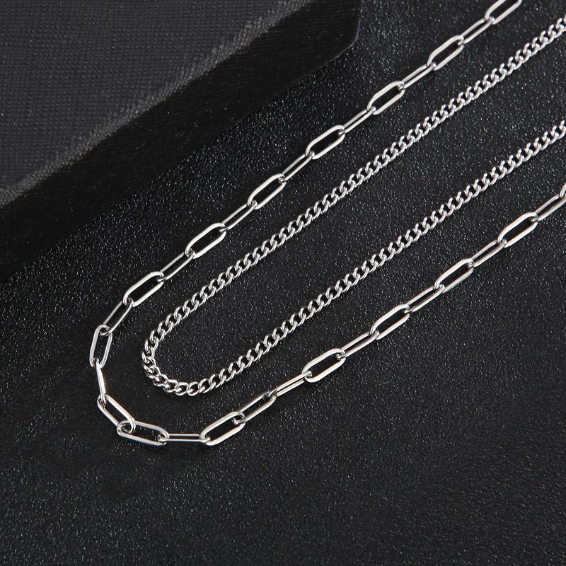 Einfacher Stil Geometrisch Rostfreier Stahl Knebel Männer Doppellagige Halsketten display picture 1