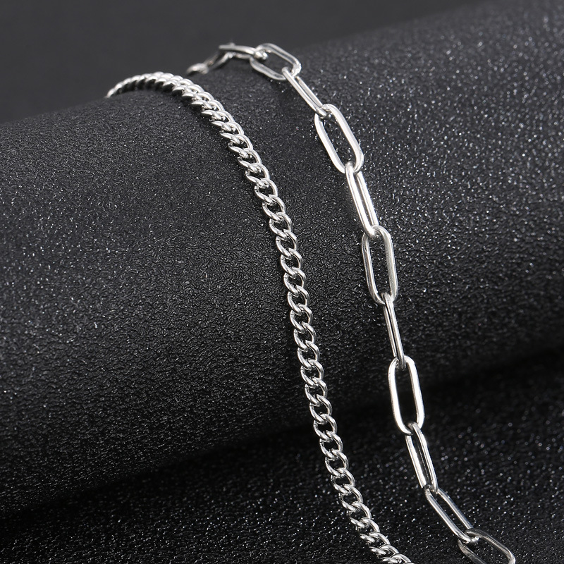 Simple Style Geometric Stainless Steel Toggle Men's Double Layer Necklaces display picture 3