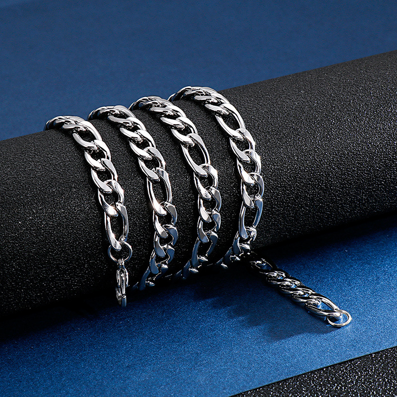 Einfacher Stil Einfarbig Titan Stahl Kette Armbänder Halskette display picture 3