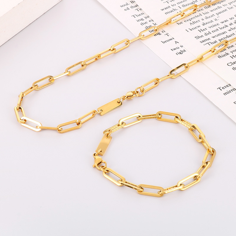 Stainless Steel 18K Gold Plated Simple Style Solid Color Bracelets Necklace display picture 2