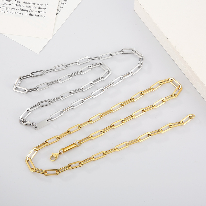 Stainless Steel 18K Gold Plated Simple Style Solid Color Bracelets Necklace display picture 3