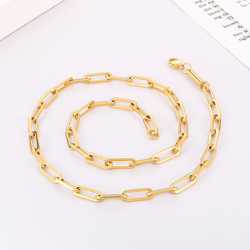 Stainless Steel 18K Gold Plated Simple Style Solid Color Bracelets Necklace display picture 5