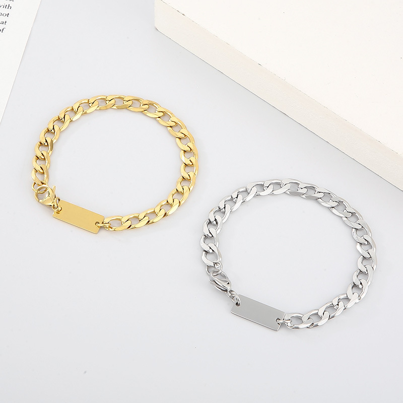 Stainless Steel 18K Gold Plated Simple Style Geometric Bracelets Necklace display picture 4