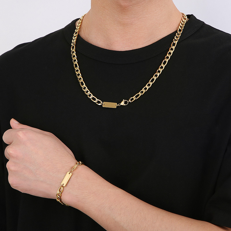Stainless Steel 18K Gold Plated Simple Style Geometric Bracelets Necklace display picture 1