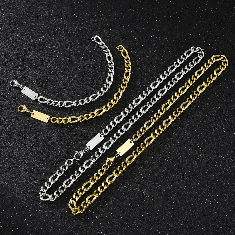 Stainless Steel 18K Gold Plated Simple Style Plating Geometric Bracelets Necklace display picture 5