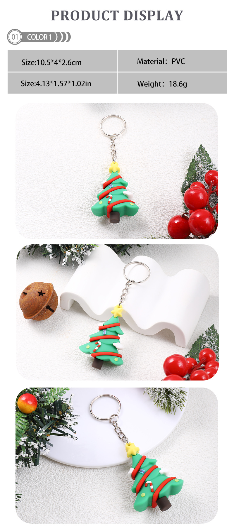 Cute Christmas Christmas Tree Elk Pvc Epoxy Christmas Bag Pendant Keychain display picture 2