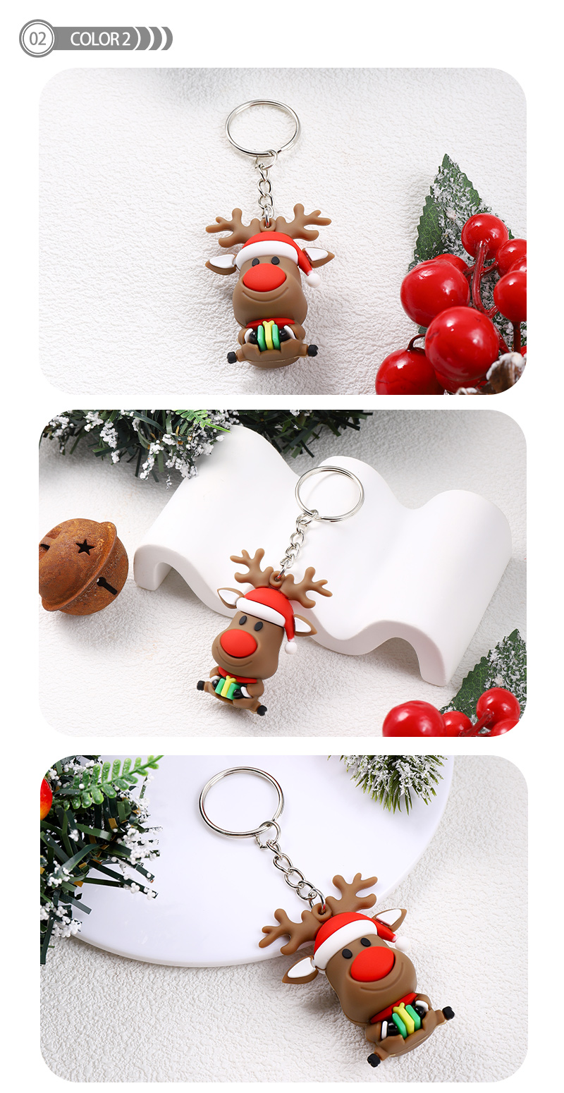 Cute Christmas Christmas Tree Elk Pvc Epoxy Christmas Bag Pendant Keychain display picture 3