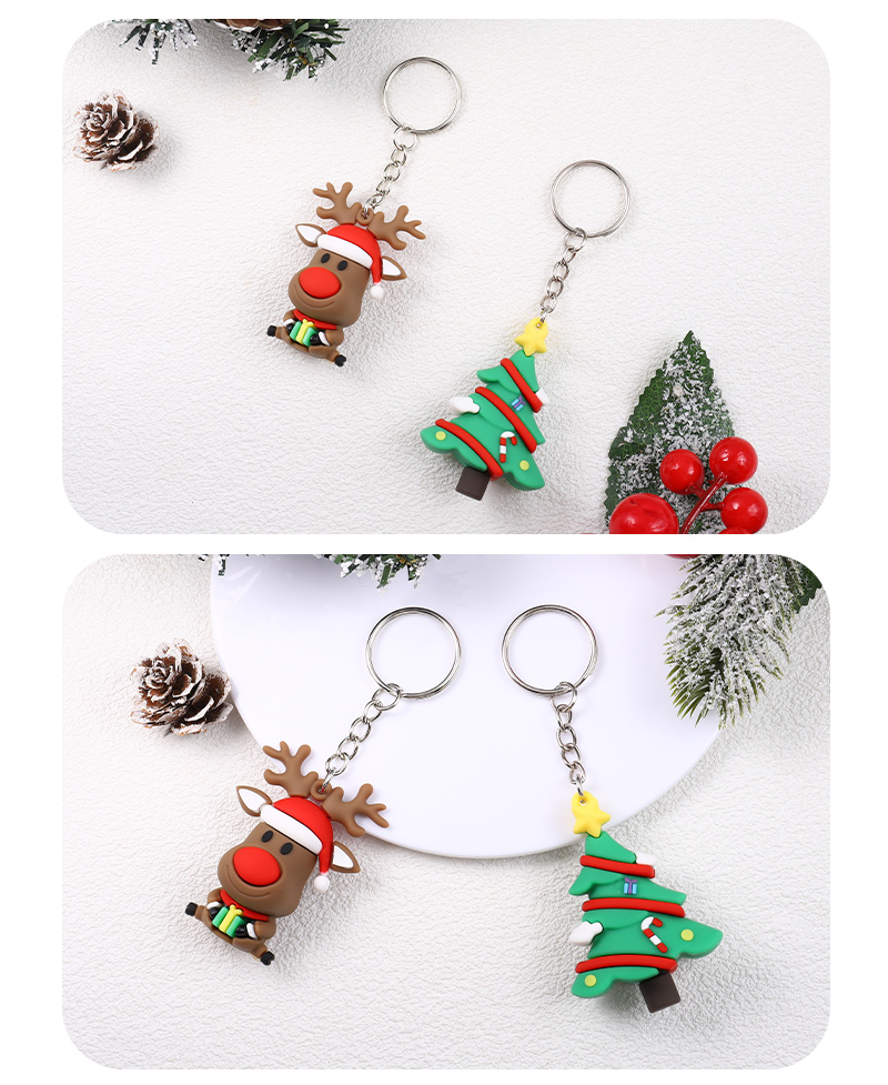 Cute Christmas Christmas Tree Elk Pvc Epoxy Christmas Bag Pendant Keychain display picture 4