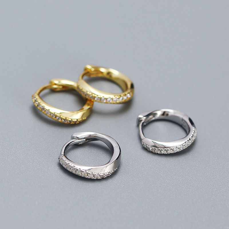 1 Pair Korean Style Geometric Plating Inlay Sterling Silver Zircon Earrings display picture 1