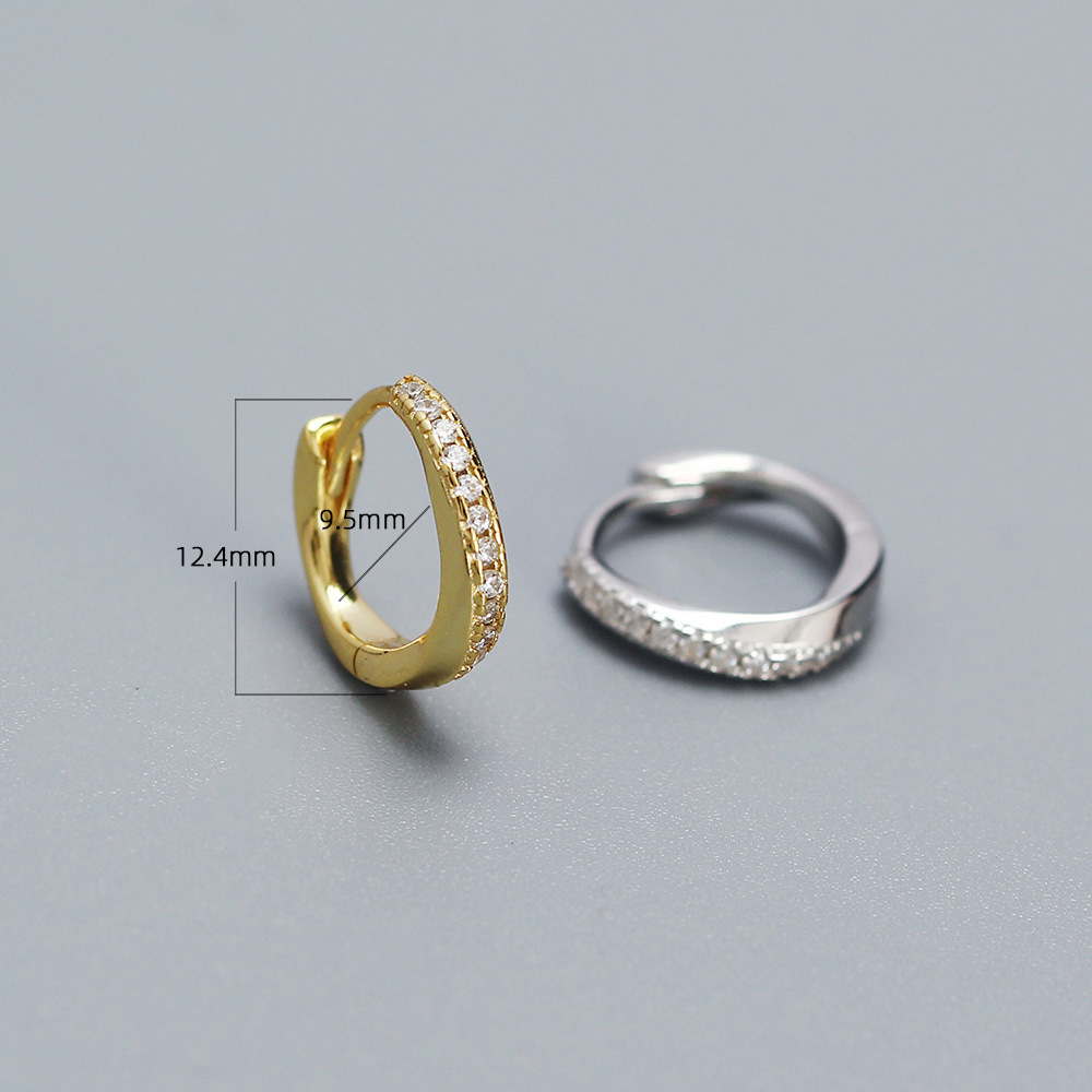 1 Pair Korean Style Geometric Plating Inlay Sterling Silver Zircon Earrings display picture 2