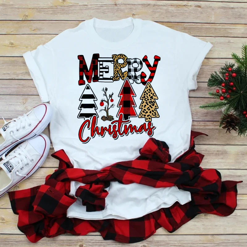 Women's T-shirt Short Sleeve T-shirts Printing Casual Christmas Tree Letter display picture 5