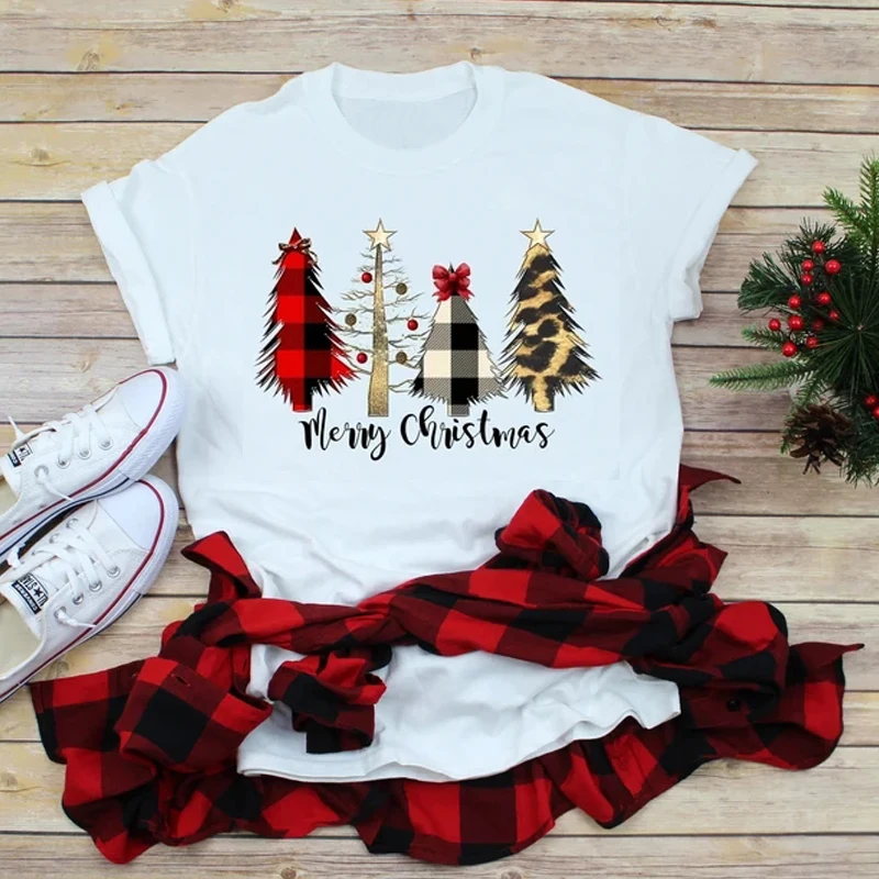 Women's T-shirt Short Sleeve T-shirts Printing Casual Christmas Tree Letter display picture 6