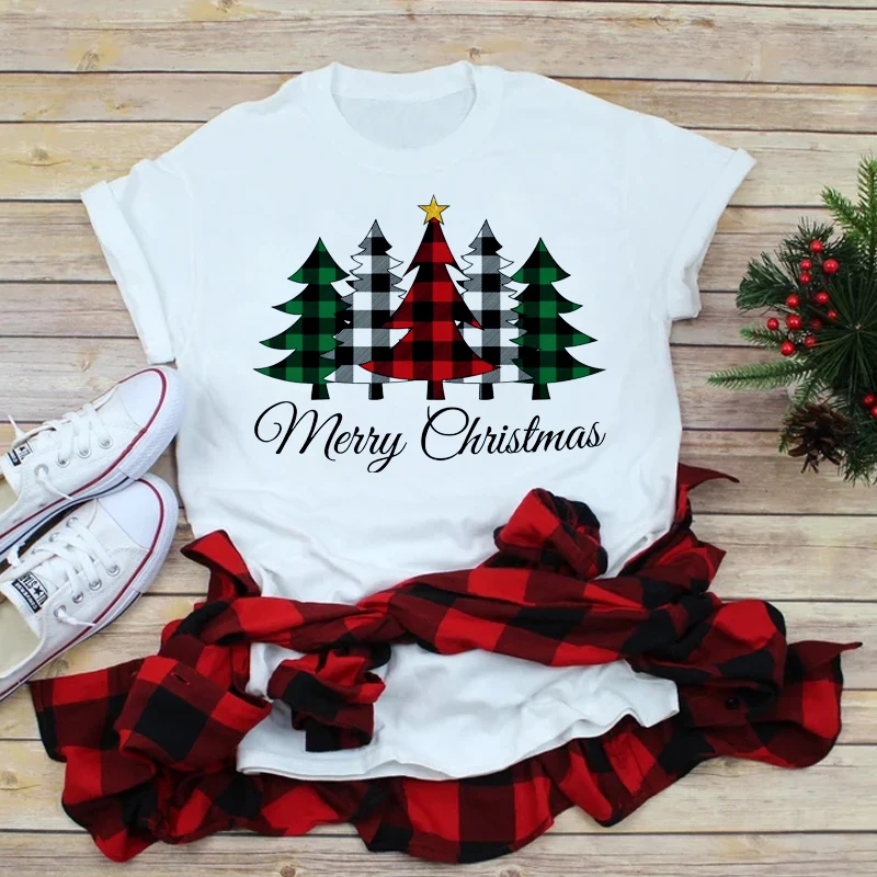Women's T-shirt Short Sleeve T-shirts Printing Casual Christmas Tree Letter display picture 7