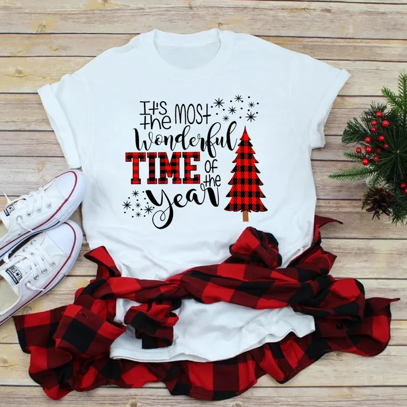 Women's T-shirt Short Sleeve T-shirts Printing Casual Christmas Tree Letter display picture 8