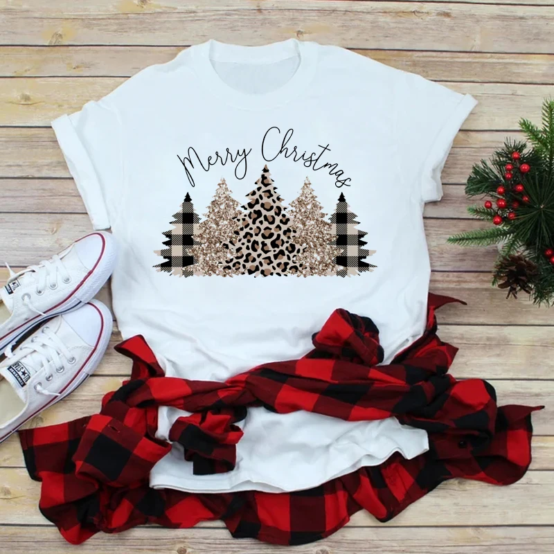 Women's T-shirt Short Sleeve T-shirts Printing Casual Christmas Tree Letter display picture 9