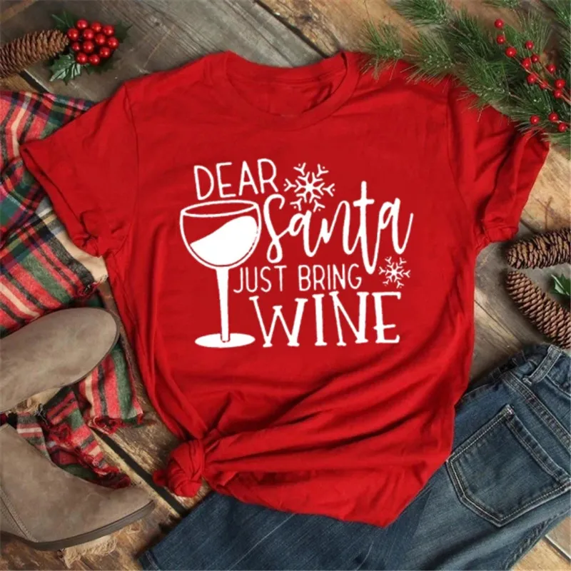 Women's T-shirt Short Sleeve T-shirts Casual Christmas Hat Letter Wine Glass display picture 8