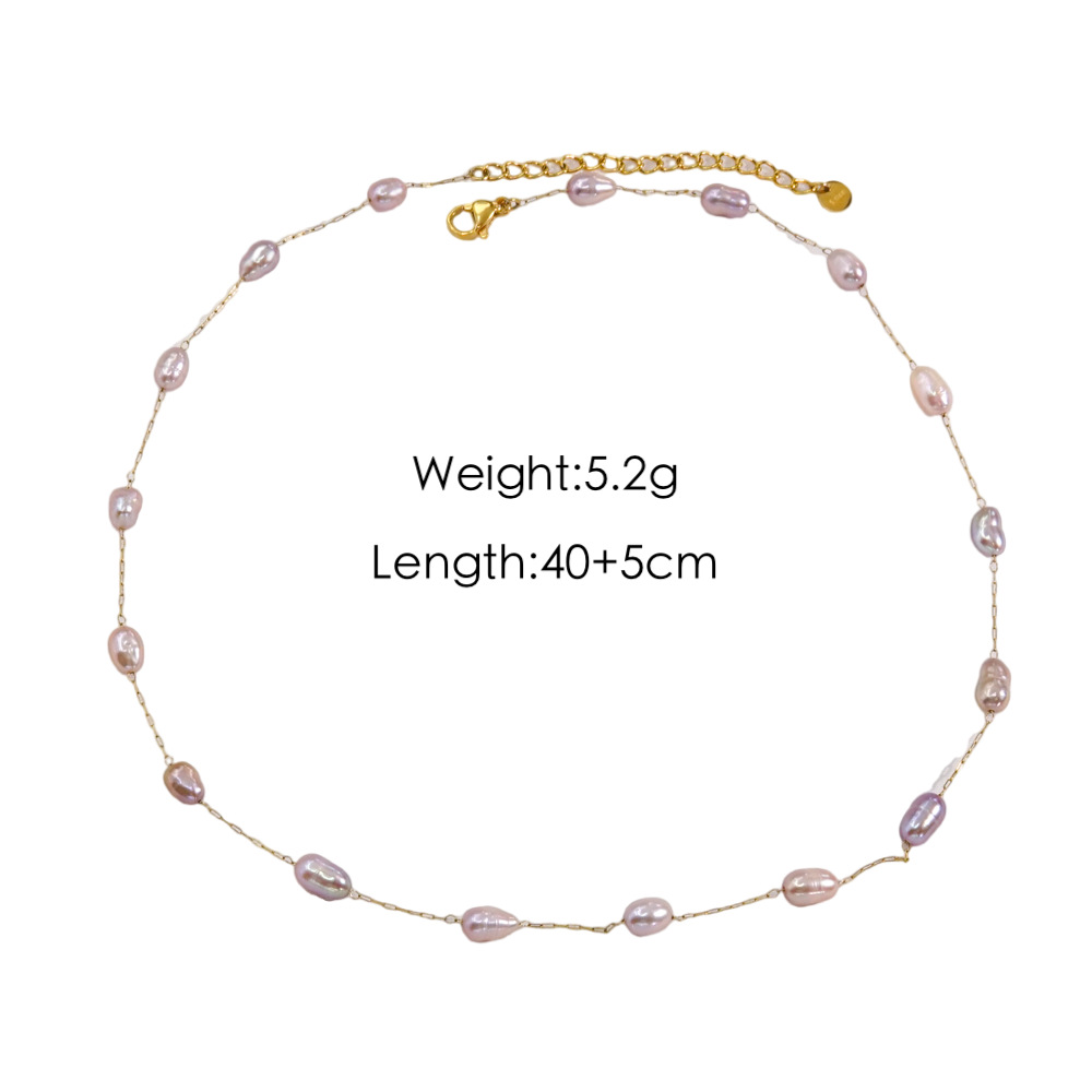 304 Stainless Steel Freshwater Pearl 14K Gold Plated Elegant Simple Style Classic Style Geometric Freshwater Pearl Bracelets Anklet Necklace display picture 6