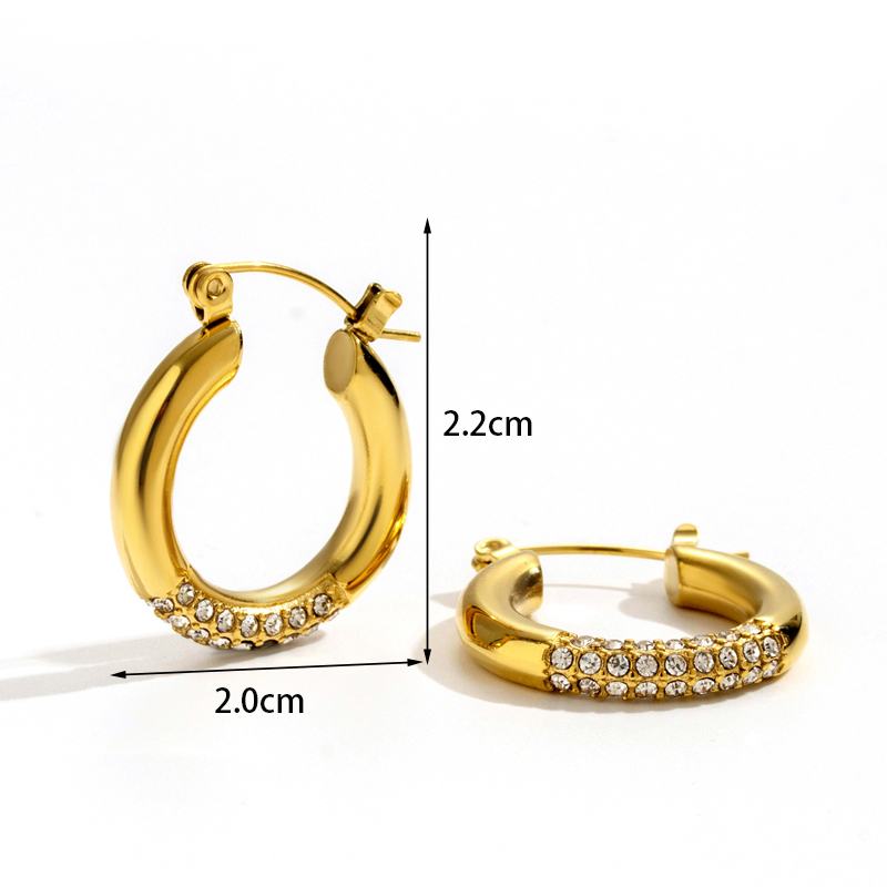 1 Pair Elegant Basic Simple Style Geometric Heart Shape Flower Plating Inlay Stainless Steel Zircon 18k Gold Plated Drop Earrings display picture 8