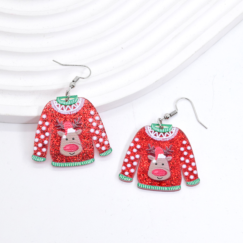 1 Pair Simple Style Christmas Tree Printing Arylic Drop Earrings display picture 7