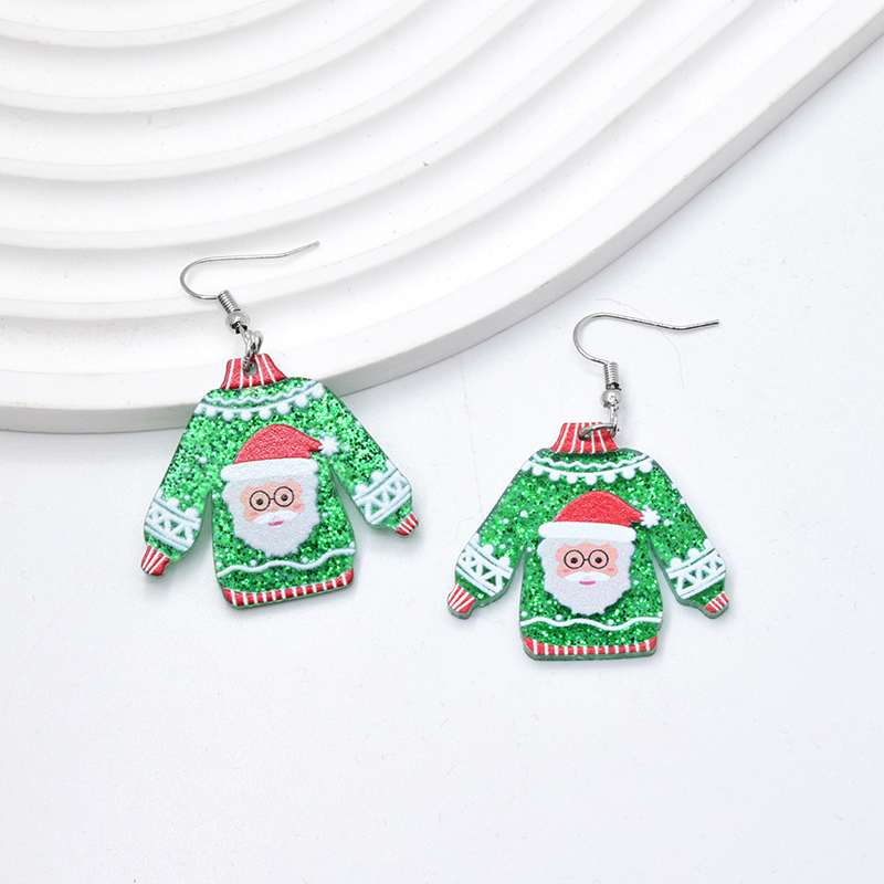 1 Pair Simple Style Christmas Tree Printing Arylic Drop Earrings display picture 13