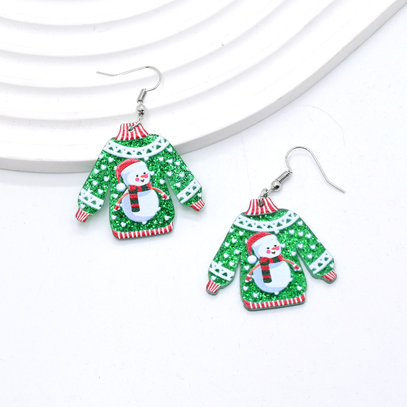 1 Pair Simple Style Christmas Tree Printing Arylic Drop Earrings display picture 12