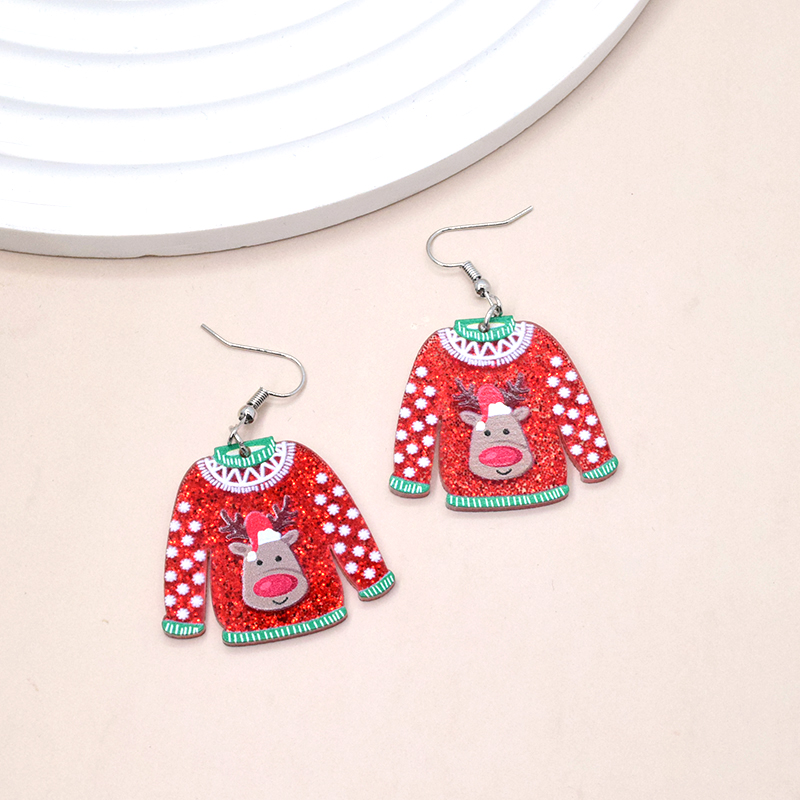 1 Pair Simple Style Christmas Tree Printing Arylic Drop Earrings display picture 1
