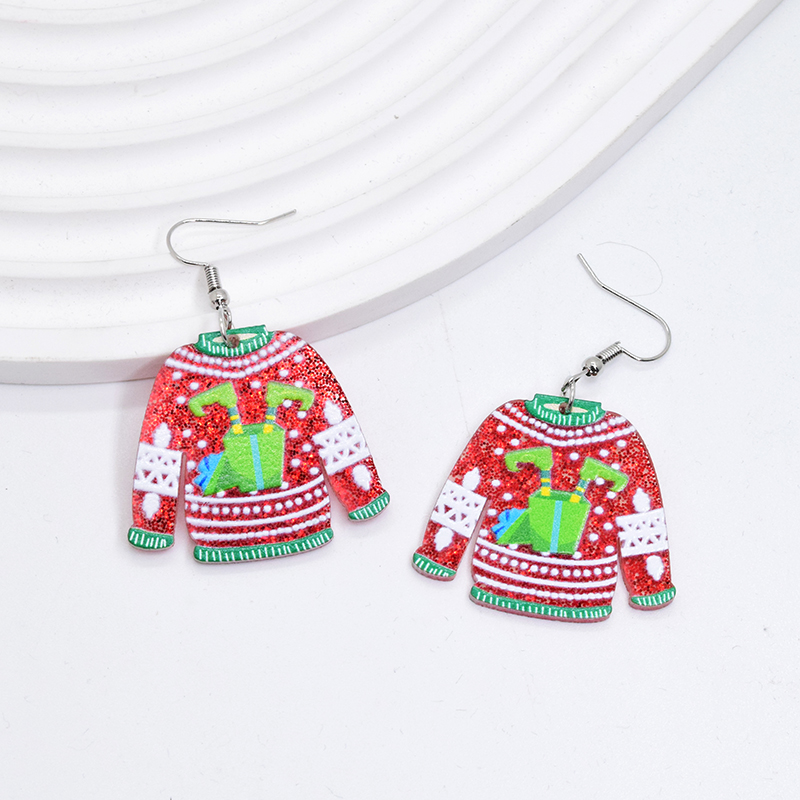 1 Pair Simple Style Christmas Tree Printing Arylic Drop Earrings display picture 2
