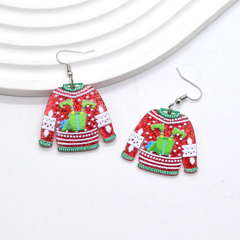 1 Pair Simple Style Christmas Tree Printing Arylic Drop Earrings display picture 5
