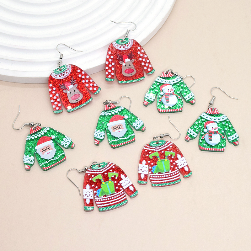 1 Pair Simple Style Christmas Tree Printing Arylic Drop Earrings display picture 6